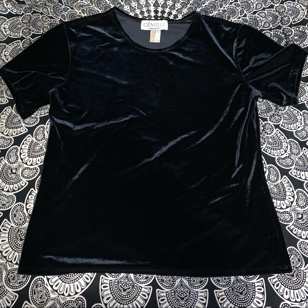 Velvet Black Short Sleeved Top
